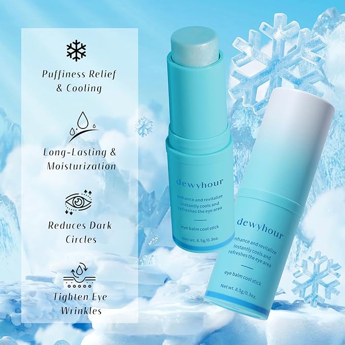 Eye Balm for Dark Circles: Cooling Eye Cream Under Eye Treatment, Cool Eye Stick Reduce Wrinkle & Puffiness, Hydrating Balm for Eye Bags Skin Care