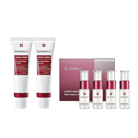 CENTELLIAN 24 Madeca Cream (Season 4, 1.7+1.7fl oz) + Expert Serum (Season 1, 0.23fl oz x 4pcs) - Korean Skin Care Set for Face. Moisturizer for Dry, Infuse with TECA, Centella Asiatica, Madecassoside