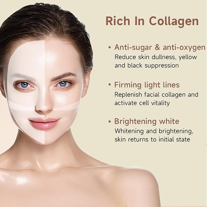 4 PACK Deep Collagen Overnight Mask, Bio-collagen Face Hydrogel Mask Korean Skincare Facial sheet masks for lifting, firming, and Elasticity Improvement (Niacin-Vita C Mask)