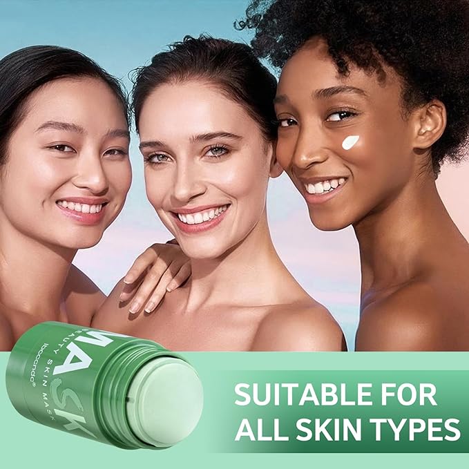 Green Tea Face Mask, Green Mask Stick For Face, 2PCS Deep Cleanse Stick Clay Blackhead Remover Poreless For Purifying, Moisturizing, Oil Control Reduce For All Skin Types