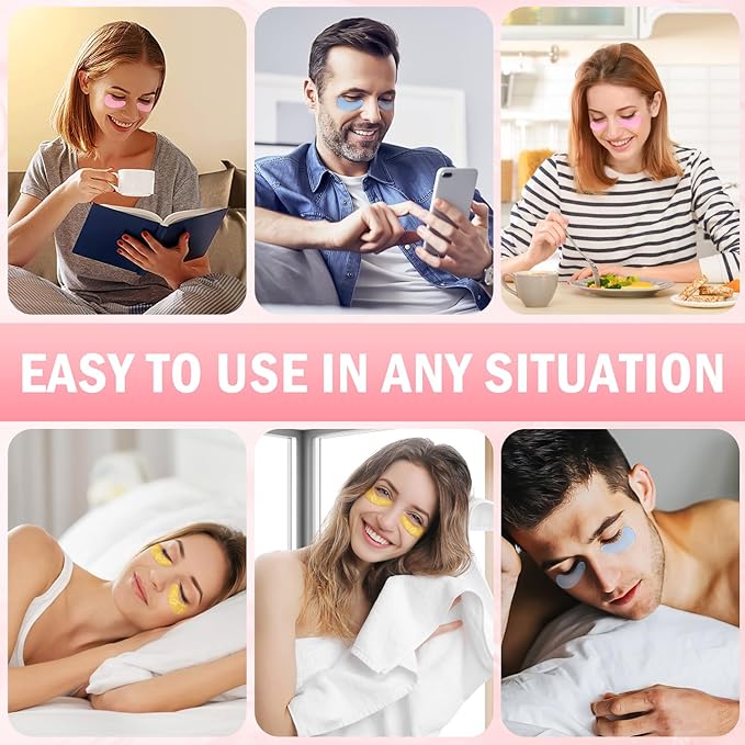 Under Eye Patches (30 Pairs) - 24K Gold Eye Mask for Puffy Eyes, Dark Circles, Under Eye Bags and Smooth Wrinkles, Eye Gel Pads With Collagen, Hyaluronic Acid & Castor Oil