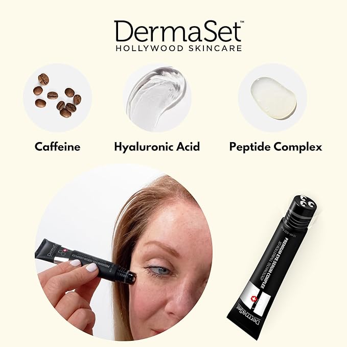 DermaSet Eye Serum with Caffeine and Vitamin C to Improve Fine Line and Dark Circles | 0.51 Fl Oz (Pack of 1)