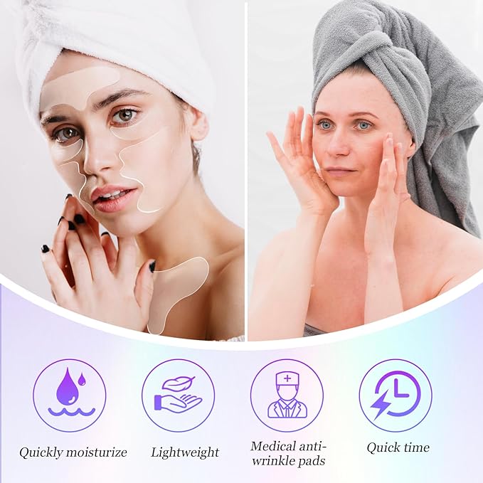 11 Pcs Neck Wrinkle Patches Reusable Silicone Forehead Wrinkle Mask No Adhesive Under Eye Pad for Plump Wrinkles Skin Lines Overnight Beauty Eyecare Cream Applicator while Sleeping