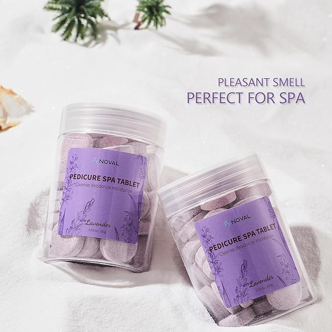NOVAL Pedicure Spa Tablet - Fast Dissolving, Gentle & Portable Foot Soak for Softening Calluses & Hydrating Skin, Lavender Scent