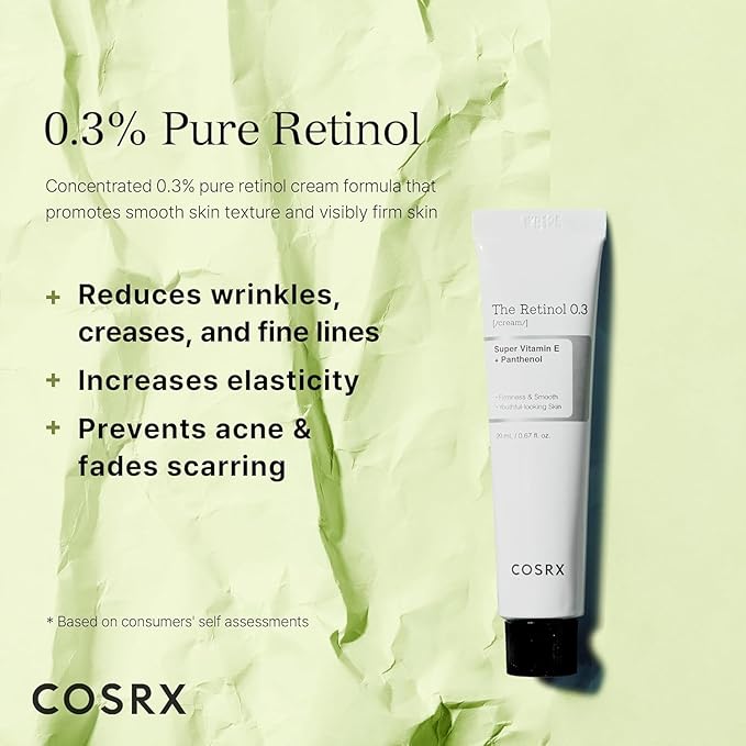COSRX Retinol 0.3% Cream, 0.67 Oz, Anti-aging Eye & Neck Cream with Retinoid Treatment to Firm Skin, Reduce Wrinkles, Fine Lines, Signs of Aging, Gentle Daily Korean Skin Care