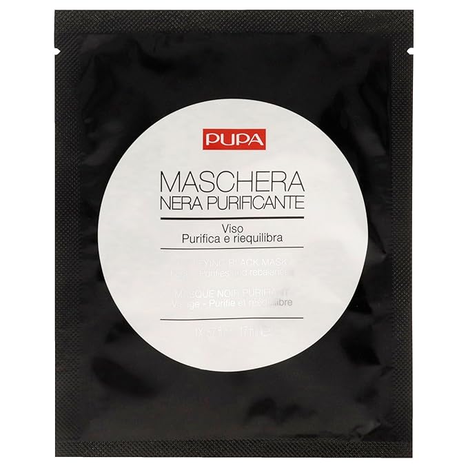 Pupa Milano Purifying Black Face Mask - Intensive Treatment To Absorb Excess Sebum - Prevents The Appearance Of Imperfections - Fragrance-Free Formula - Rebalances And Clarifies Skin - 0.57 Oz