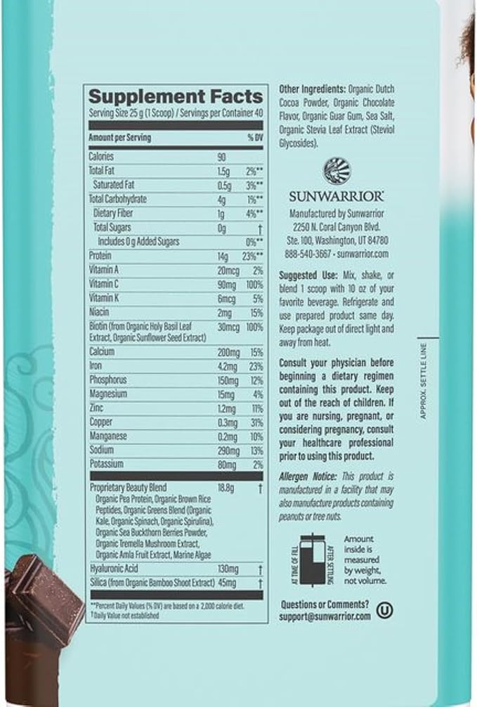 Vegan Collagen Protein Powder for Women | Plant Based Collagen Powder Chocolate Flavor with Vegan Hair Skin and Nails Vitamins | Non-GMO No Added Sugar Soy Dairy & Gluten Free (Chocolate, 40 Servings)