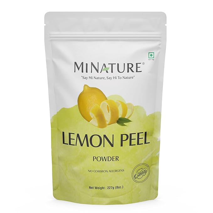 Lemon Peel (Citrus Limon) Powder by mi nature| 100% Pure and Natural | 227g,(8oz), (1/2 lb) | Vegan | Non-GMO | For Skin care | Used for Soap making | Stimulate hair growth