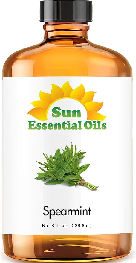 Sun Essential Oils Spearmint Essential Oil 8 oz – for Diffusers, Massage & Aromatherapy