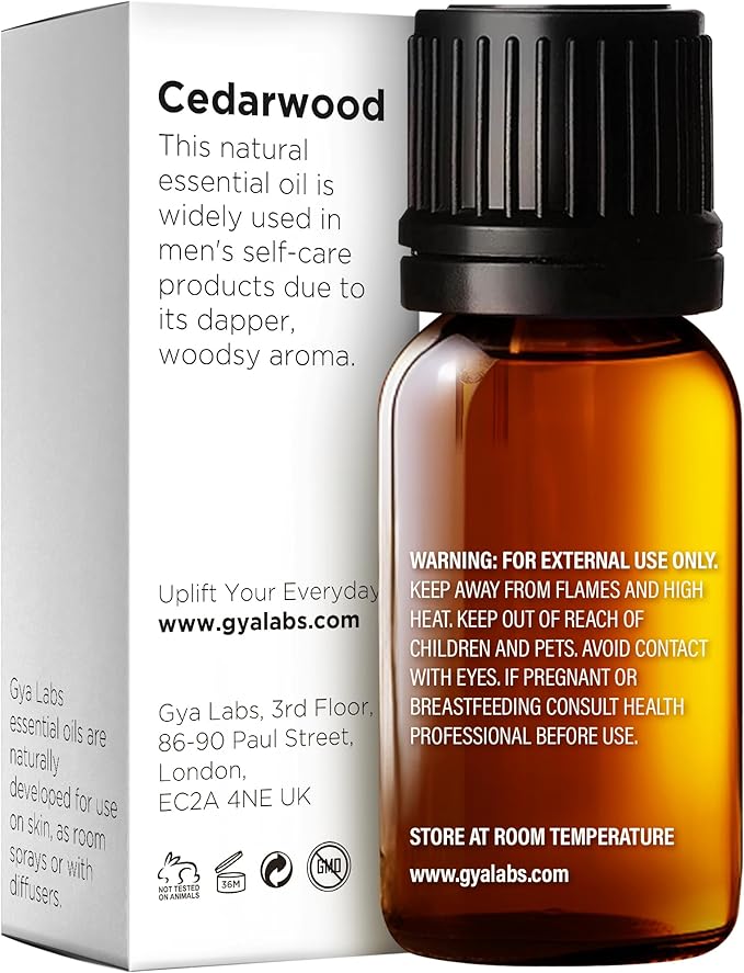 Gya Labs Cedarwood Essential Oil for Hair and Diffuser - 0.34 Fl Oz - 100% Pure Natural Cedarwood Oil for Hair Aromatherapy Skin & Candle Making - Fresh Woodsy Piney Scent