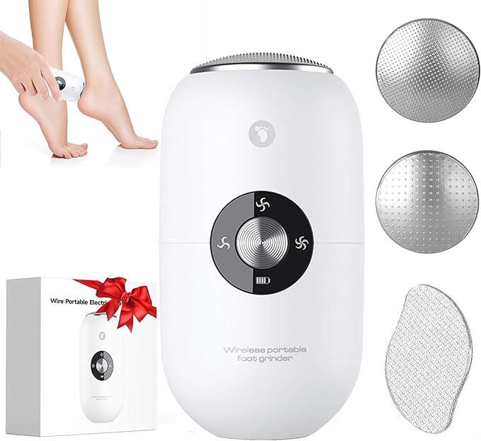 Electric Foot Callus Removers Rechargeable,Portable Electronic Foot Filer, Electric Callus Remover Kit,Professional Pedi Feet Care Perfect for Dead,Hard Cracked Dry Skin Ideal Gift(2 Grinding Heads)