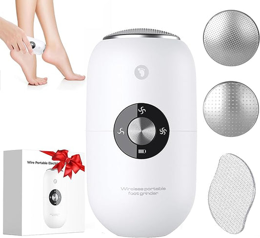 Electric Foot Callus Removers Rechargeable,Portable Electronic Foot Filer, Electric Callus Remover Kit,Professional Pedi Feet Care Perfect for Dead,Hard Cracked Dry Skin Ideal Gift(2 Grinding Heads)