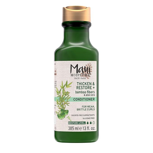 Maui Moisture Thicken & Restore + Bamboo Fibers Strengthening Conditioner to Soften Transitioning or Natural Hair & Renew Brittle Hair, Vegan, Silicone & Paraben-Free, 13 fl oz