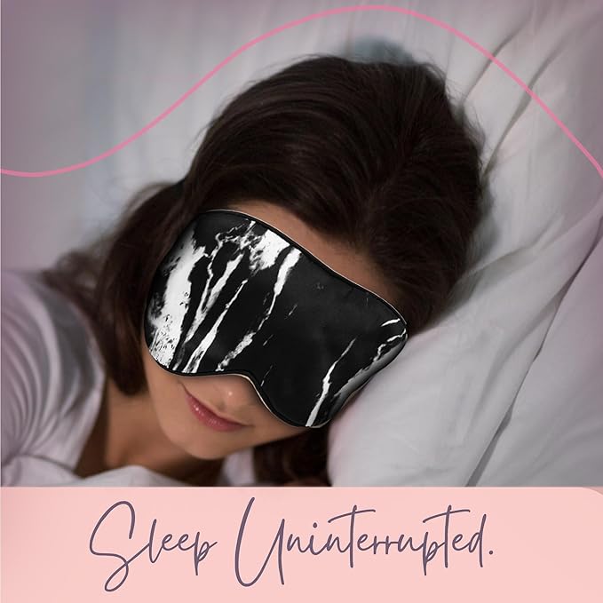 Celestial Silk Mulberry Silk Sleep Eye Mask with Adjustable Elastic Strap (Normal - Adjustable, Black Marble)