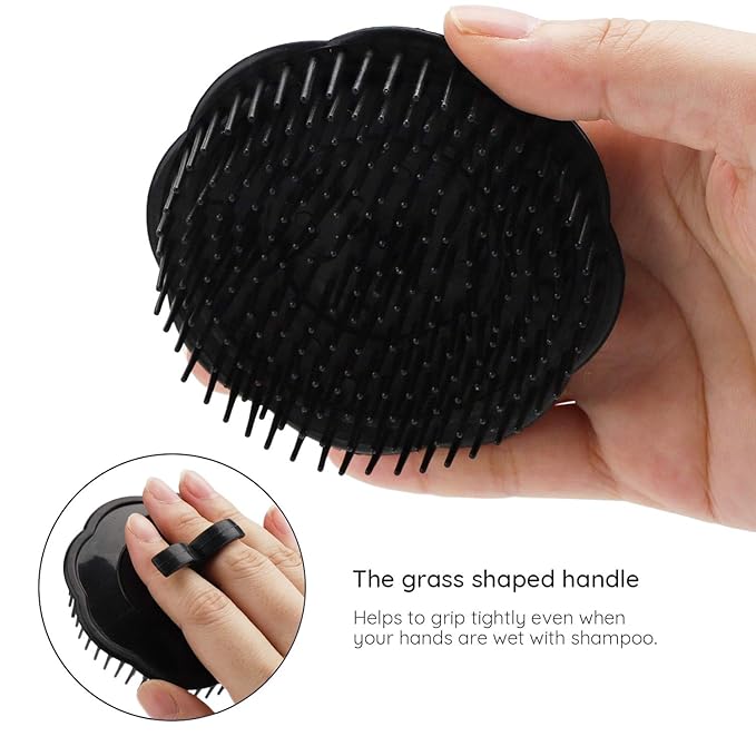Segbeauty 2pcs Scalp Massage Shampoo Brush, Massage Hair Brush Floriated Shower Comb for Deep Cleaning Hair Men’s Hand Brush Growth Beard Brush Pet Grooming Brushes (Black)