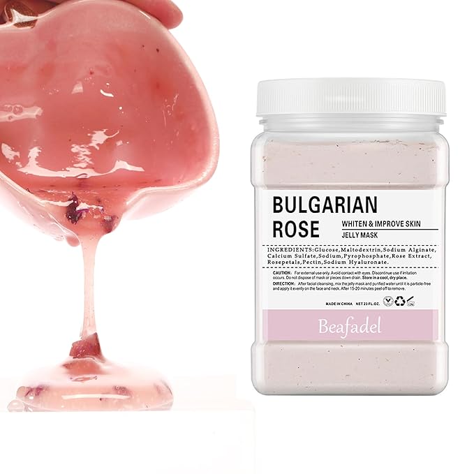 Jelly Mask Powder for Professional Facials Care,Hyalorunic Acid Moisturizing Hydro Face Mask Peel Off Mask, Hydrating Gel Face Masks with Double-ended Silicone Brush, 23 Fl Oz (ROSE)