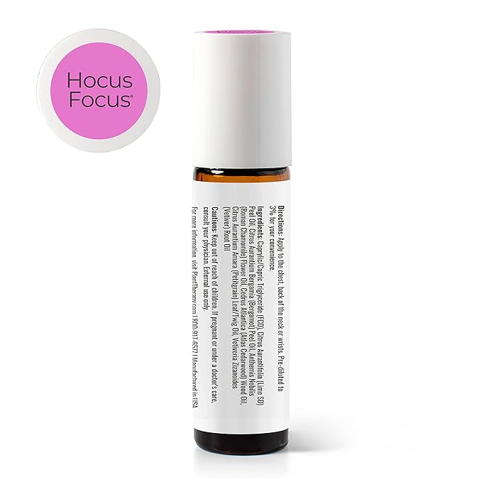 Plant Therapy Hocus Focus KidSafe Essential Oil Blend Pre-Diluted Roll-On 10 mL (1/3 oz) Pure, Therapeutic Grade - Kids Blend for Focus