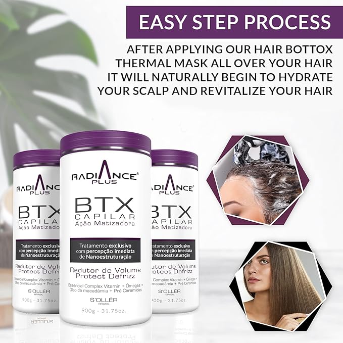 Hair Bottox Radiance Plus Volume Reductor, 900 g, Natural Thermal Mask Moisturizer with Hydrating Vitamin E, Omegas, and Nourishing Macadamia Oil, 31.75 oz.