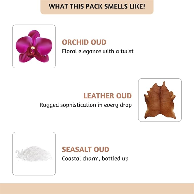 Folkulture Essential Oils for Diffuser | Essential Oils Set of 6 Fragrances| Diffuser Oils Scents for Home | Diffuser Essential Oil - Orchid Oud, Rose Oud for Mothers Day Gifts for her