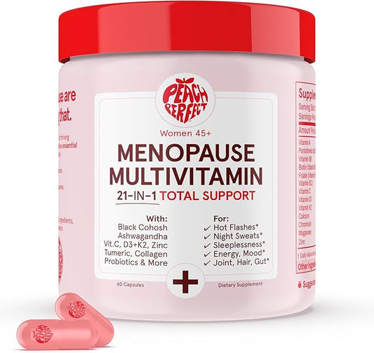 Menopause Multivitamin | 21 Vitamins for Women 45+ | Black Cohosh, Ashwagandha, Vitamin D3+K2, Probiotics & Collagen | Support for Hot Flashes, Mood Swings, Joint & Skin Health | 30 SVG
