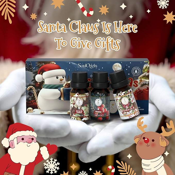 Christmas Essential Oils Set - Fragrance Oil Gift Set for Oil Diffusers, Scented Oils for Candle Making - 6x10ml: Christmas Cake, Eggnog, Candy Canes, Gingerbread, Mistletoe