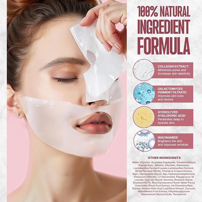 BYONE Bio Collagen Face Mask – Hydrating & Anti-Aging Sheet Mask for Glowing Skin – Natural Korean Skincare – Firming, Moisturizing & Soothing – 4 Pack