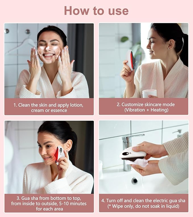 Gua Sha Facial Tool, Electric Black Obsidian Guasha Tool for Face, Chin, Neck, Body, Heated Vibrating Massage Gua Sha Stone for Face Sculpting