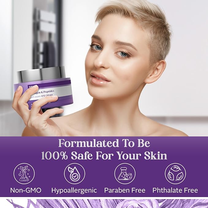 Envy Collagen & Peptides Eye Cream - Reduces Dark Circles, Puffiness & Wrinkles, Moisturizing, Anti-Aging, Rejuvenates, Dermatologist Tested, Cruelty-Free Korean Skin Care for All Skin Types - 1.01 Oz