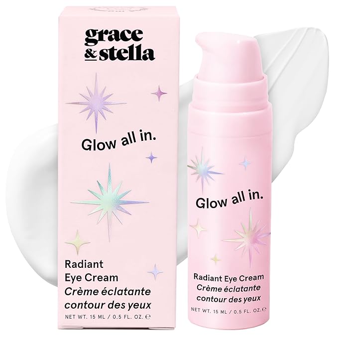 grace & stella Retinol & Caffeine Under Eye Cream Anti Aging - Travel Essentials - Hydrating Cream with Niacinamide, Peptides - Reduce Wrinkles, Crow's Feet, Puffiness - Vegan Skincare (0.5 floz/15ml)