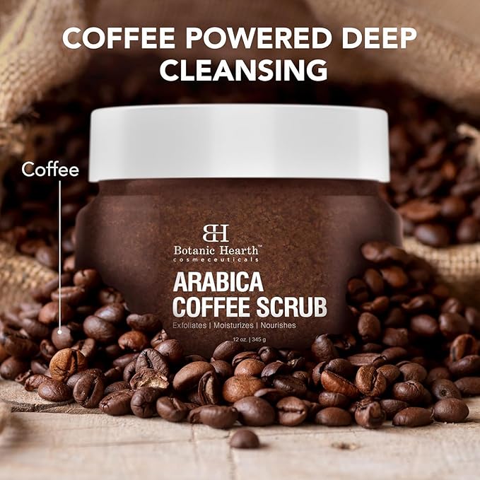 Botanic Hearth Arabica Coffee Body Scrub Exfoliating Body Scrub act as Body Exfoliator & helps with Moisturizing Skin, Acne, Cellulite, Dead Skin Scars, Wrinkles 12 oz