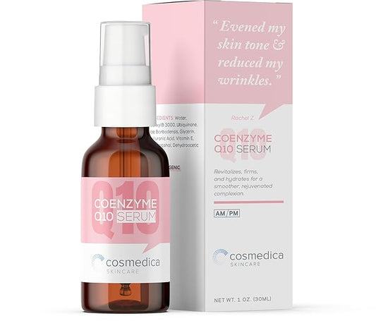 Cosmedica Skincare Coenzyme Q10 Serum 1oz - Wrinkle Reduction, Even Skin Tone, Hydrating & Firming - Cruelty-Free, Paraben-Free, Vegan, Antioxidant Rich Formula for Rejuvenated Complexion
