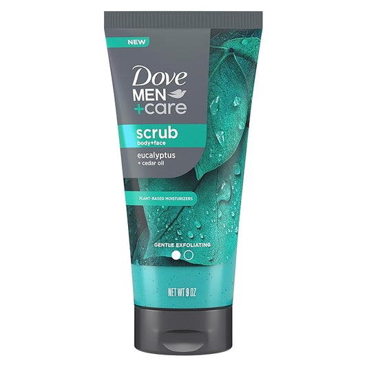 Dove Men+Care Eucalyptus Body and Face Scrub Deeply Exfoliates for Hydrated & Nourished Skin 100% Gentle Cleanser, No Sulfate Cleansers or Parabens