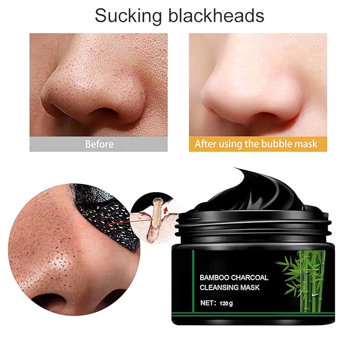 Blackhead Remover Mask, Peel Off Face Mask, Bamboo Charcoal Peel Off Black Mask, Deep Cleansing Facial Mask, Facial Purifying and Clean Blackhead Face Nosefor All Skin Types 120g