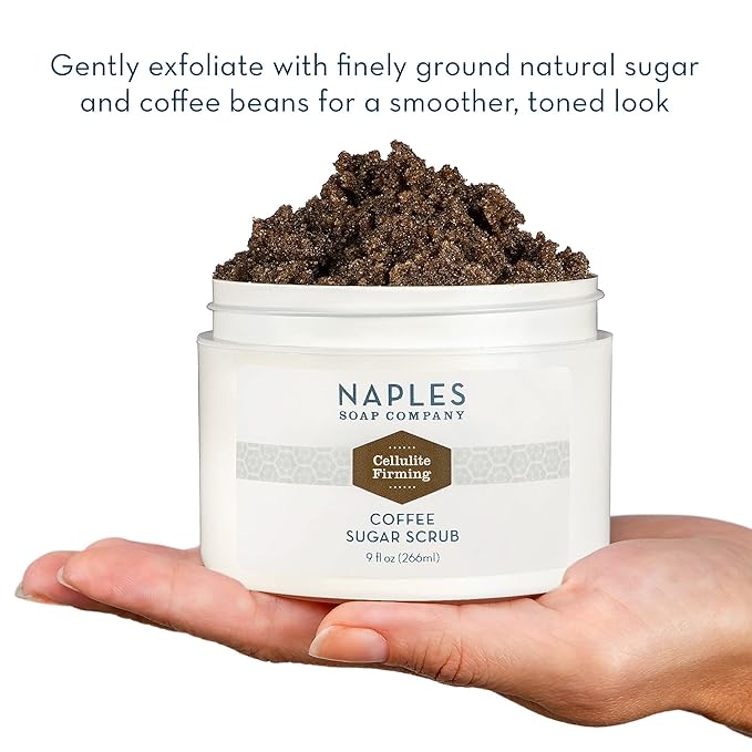 Naples Soap Company Cellulite Firming Coffee Sugar Scrub – Natural Exfoliating and Hydrating Body Scrub for Soft, Radiant Skin – Gluten Free, No Harmful Ingredients, 9 oz