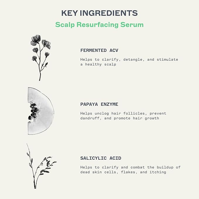 JooY Scalp Resurfacing Serum, Pre-Cleanse Exfoliating serum with Fermented Superfoods, Removes Buildup, Reduces Oil & Promotes a Healthy Scalp, Ginger Root, Papaya, & Tea Tree – 2 fl oz