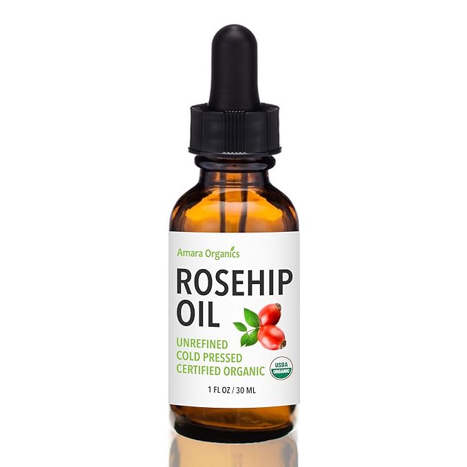 Rosehip Oil for Face - Unrefined & Cold Pressed Essential Oil from the Seed - Nourishing for Skin & Hair - USDA Certified Organic & 100% Pure - 1 Oz