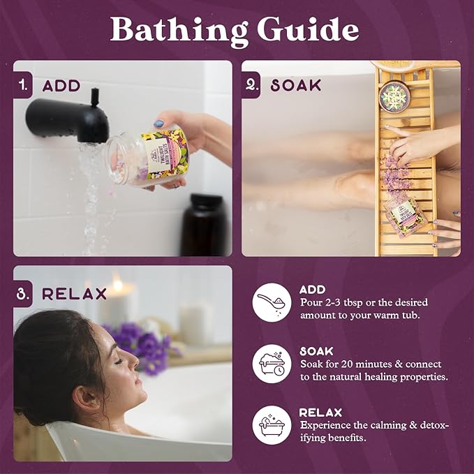 PURPLE CANYON SolSalts Twilight Deep Sleep Bath Salts 10oz | Magnesium-Infused Sandalwood & Vanilla Aromatherapy with Clay Crumbles