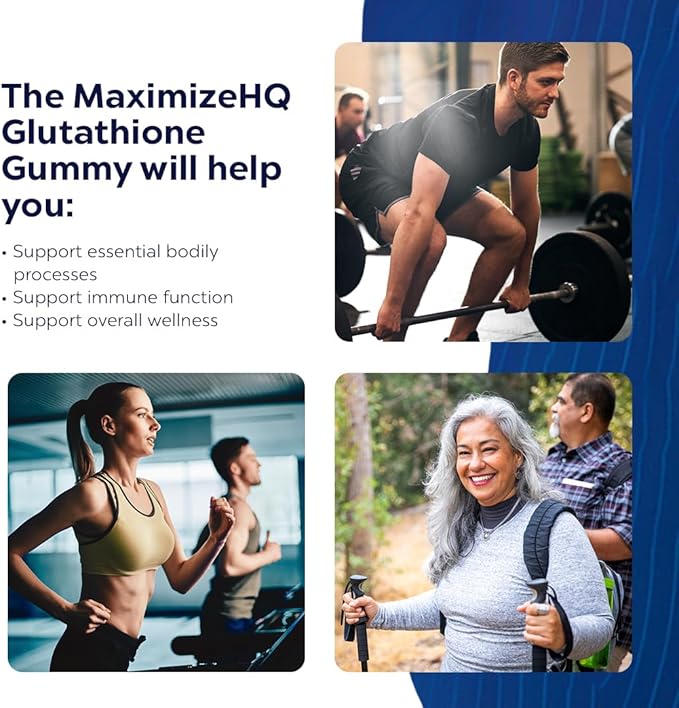MAXIMIZE HQ Glutathione Gummies - Supports Essential Bodily Processes - Time-Release Formula - Fruit Juice Extract - Gluten Free
