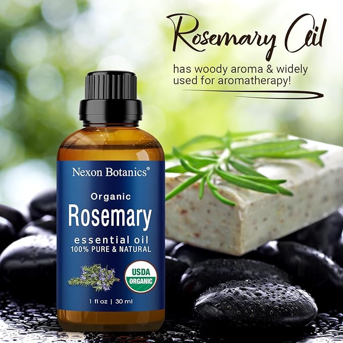 Organic Rosemary Essential Oil 30 ml - Pure, Natural Oil for Aromatherapy, Skin, and Hair Growth - Aceite de Romero - Nexon Botanics