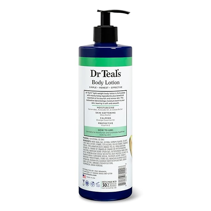 Dr Teal's Body Lotion, Glow & Hydrate Ceramides & Avocado Oil, 18 fl oz (Pack of 3)
