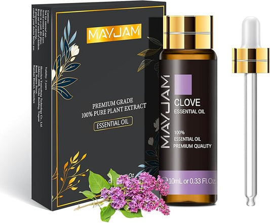 Clove Essential Oil, MAYJAM 10ML/0.33FL.OZ Premium Clove Oils for Soap Candle Making, Diffuser, Bedroom, Living Room, Office