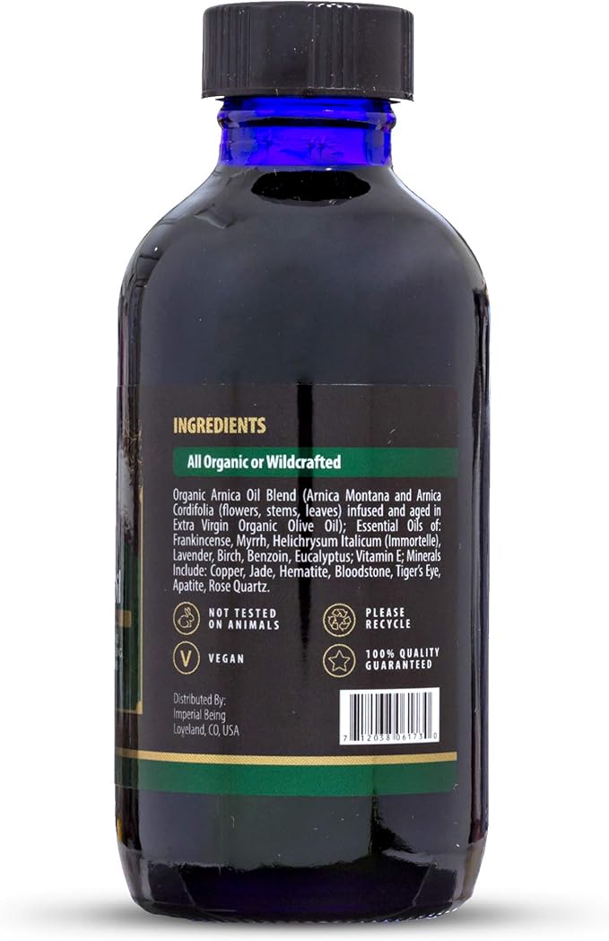 Royal Arnica Oil – Organic Herbal Blend for Muscle Recovery, Bruise Support, Joint Flexibility, Skin Vitality – Longer Lasting Than Arnica Cream or Gel – Infused with Essential Oils (4oz)