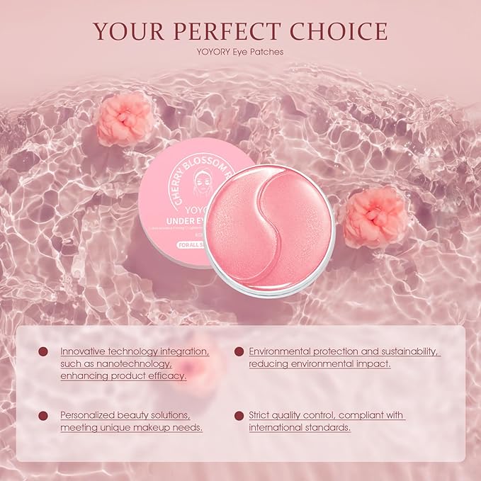 Under Eye Patches Masks - for Eye Bags with Collagen and Hyaluronic Acid, Dark Circles,and Fine Lines, Fade Wrinkles Treatment for Women and Men - 60 Pcs Pink