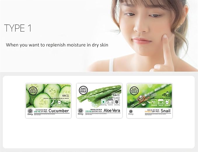 TNB Dewy Korean Essence Face Mask, Moisturizing Mask Sheet Pack, Korean Skin Care For All Skin Types (Aloe vera)