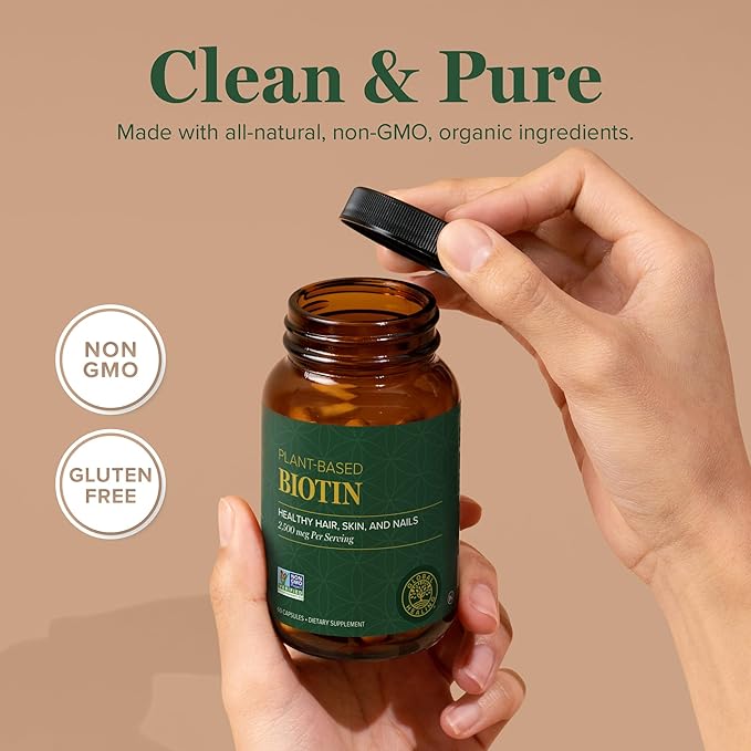 Global Healing Center - Biotin (Vitamin B7) Biotin for Hair Growth Supplement Vitamins, Supports Radiant Skin, and Stronger Nails, Hair Loss Vitamins for Women and Men, More Than The 1000mcg