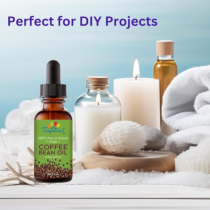 100% Pure Roasted Coffee Bean Oil (2 fl oz) - Virgin, Cold Pressed, Unrefined - Ideal Coffee Oil for Massage, Soap Making, Hair, Skin and Nails
