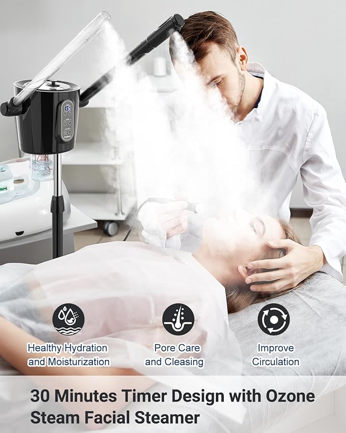 Kingsteam 2-in-1 Hot & Cold Facial Steamer with Ozone & Ionic Technology,Deep Cleansing & Moisturizing,30-Min Timer,Large Water Tank for Professional Estheticians, Beauty Salons & Home Use