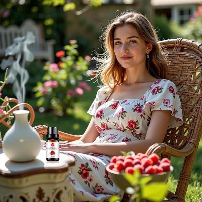 Raspberry Essential Oil, 100% Pure Organic Natural Aromatherapy Raspberry Oil for Diffuser, Massage, Yoga, Meditation, Bath, Skin Care (10ml)