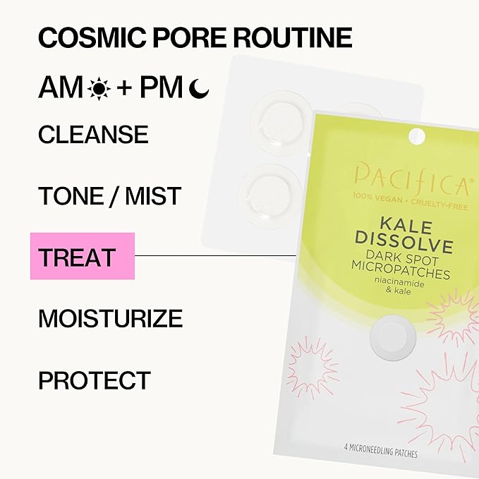 Pacifica Dark Spot Dissolving Micropatches – Microneedling Dots with Niacinamide, Tranexamic Acid & Kale to Fade Post-Acne Marks and Age Spots, Brightening Patch Treatment, Clean Vegan Skincare