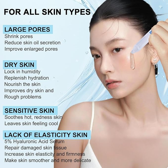 5% Hyaluronic Acid Serum Ultra Moisturizing & Elastic Skin - Wake Nature Perfection Hyaluronic Acid - Anti-Aging Serum for Face Single-Use Vials Skincare - Repair Sensitive Skin (1.5 ml)*30